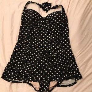 Pin-up style, halter swim dress